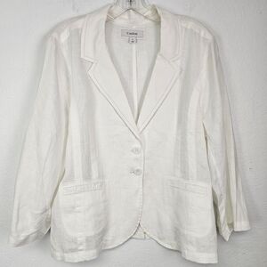 Caslon White Linen Unstructured Blazer Jacket Sz L Coastal Grandma Quiet Luxury